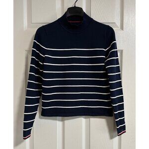 Vintage Tommy Hilfiger Turtle Neck Jumper Sweater In Blue Striped, new!